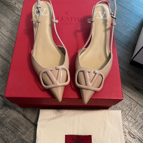 Valentino Vlogo Signature Patent Leather Slingback Pumps 40